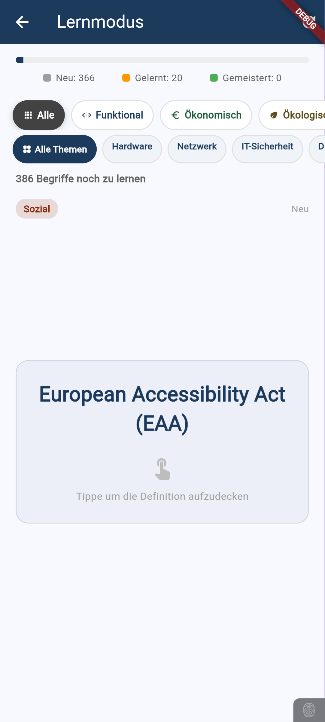 Karteikarten-Lernmodus